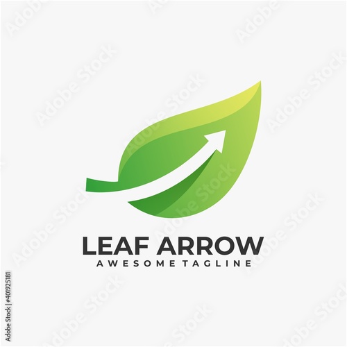 Leaf with arrow abstract logo design