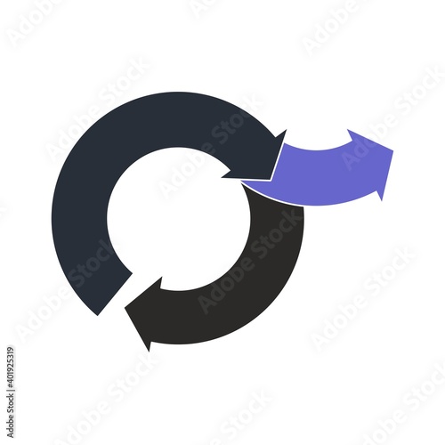 Ifographics, arrow in a circle. Flexible concept development methodology. Vector icon isolated on white background.