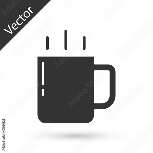 Grey Coffee cup icon isolated on white background. Tea cup. Hot drink coffee. Vector.