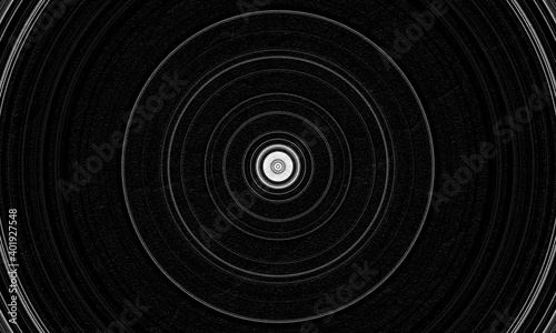 Black textured Round Mosaic Background. Spiral Circles,  swirls texture, monochrome degradation,  3d Visualization geometric abstract background 