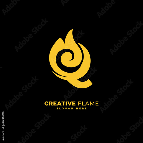 initial letter Q with flame logo vector concept element, letter Q logo with fire burn for company and business