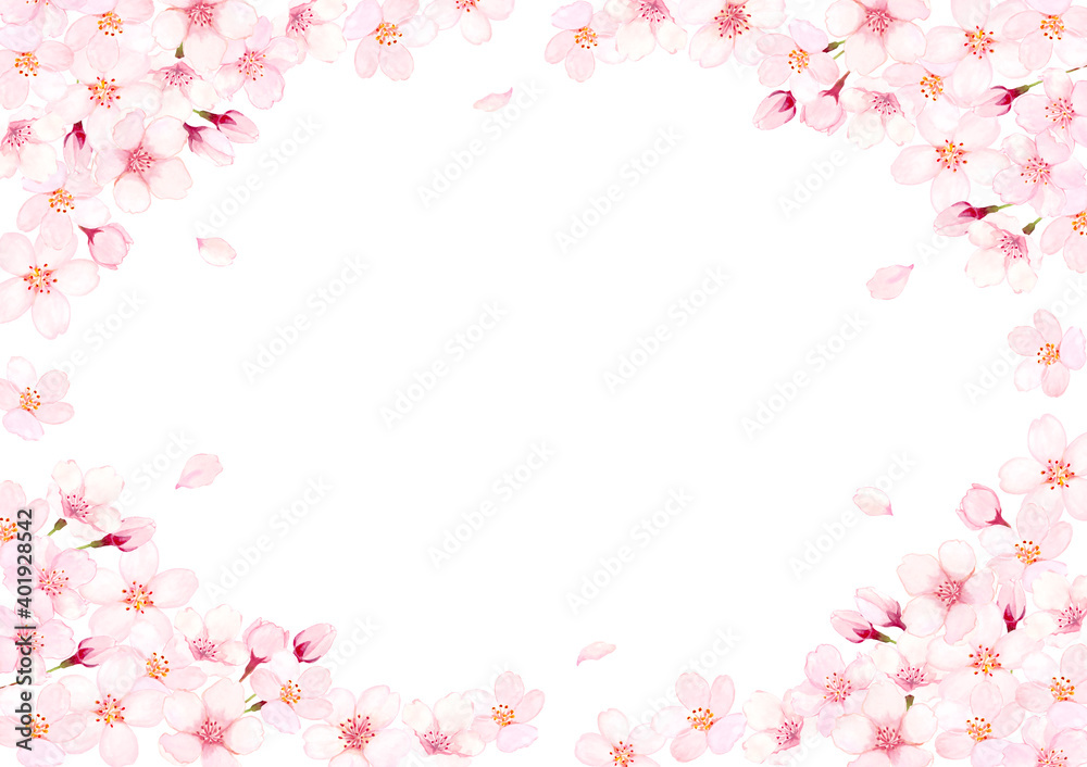 桜の花の水彩イラストフレーム