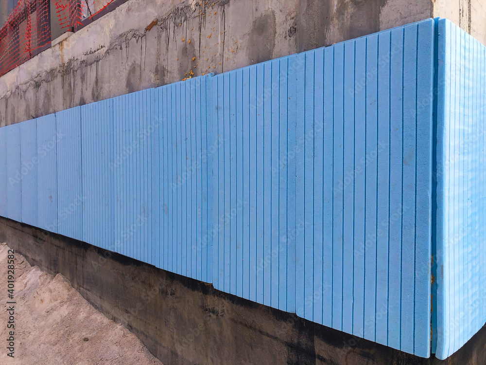 Obraz premium Waterproofing and thermal insulation of concrete building walls
