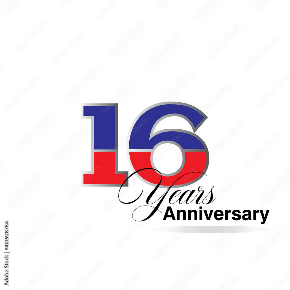 16 Year Anniversary celebration Vector Template Design Illustration 16 Year Anniversary celebration Vector Template Design Illustration