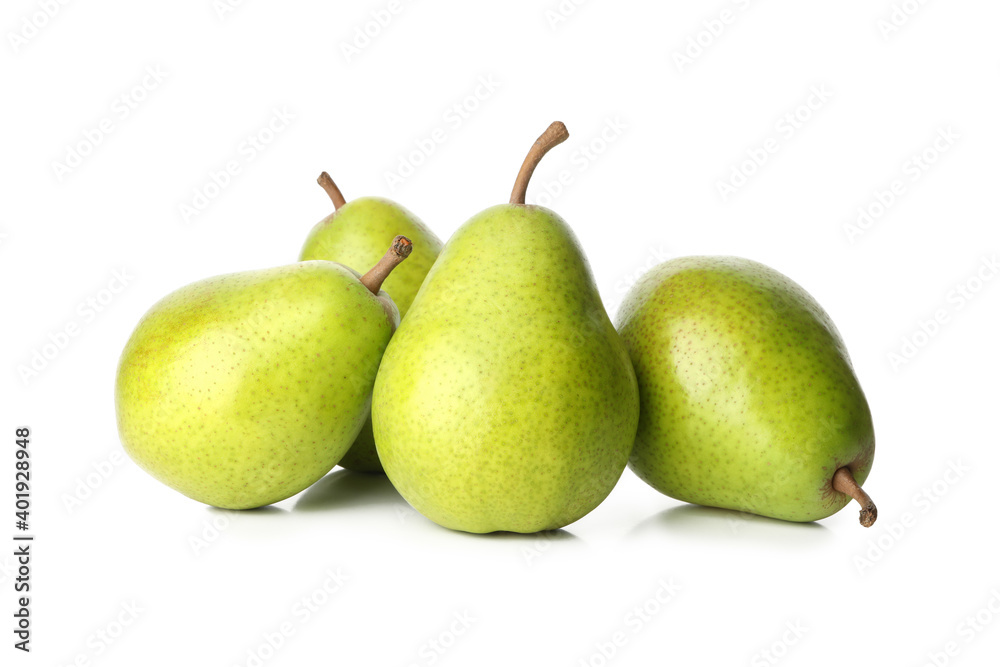 Fresh green pears isolated on white background Fresh green pears isolated on white background