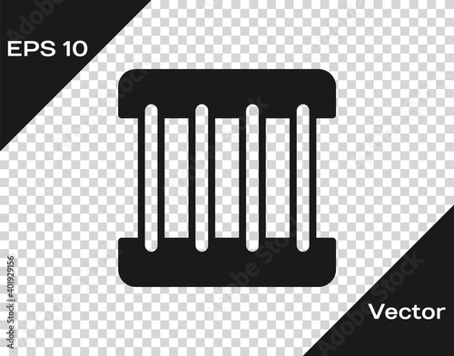 Black Prison window icon isolated on transparent background. Vector.