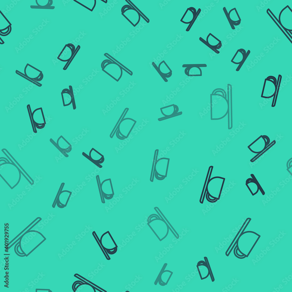 Black line Coffee cup icon isolated seamless pattern on green background. Tea cup. Hot drink coffee. Vector Illustration. Black line Coffee cup icon isolated seamless pattern on green background. Tea cup. Hot drink coffee. Vector Illustration.