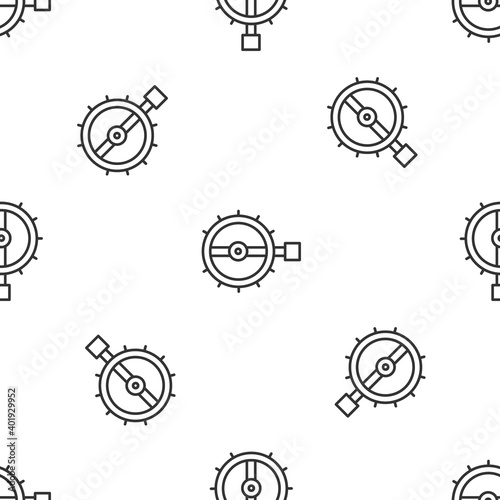 Grey line Trap hunting icon isolated seamless pattern on white background. Vector.