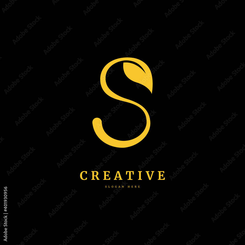 Initial letter S with leaf logo vector concept element. letter S monogram, with organic leaf fit for company and business Initial letter S with leaf logo vector concept element. letter S monogram, with organic leaf fit for company and business