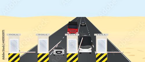 Toll pay barrier. vector illustration