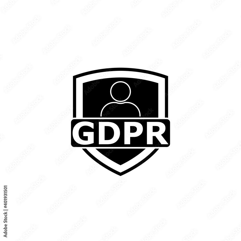 GDPR shield icon isolated on white background