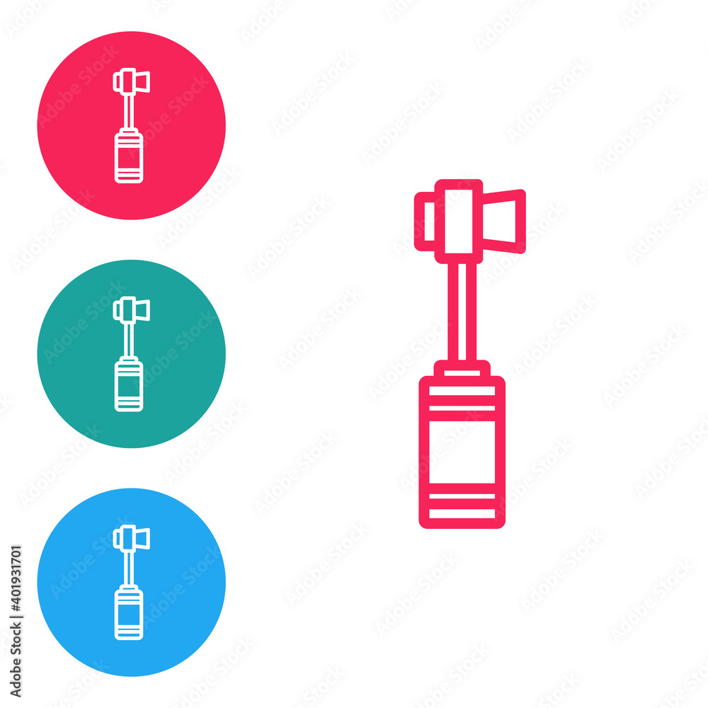 Red line Toothbrush icon isolated on white background. Set icons in circle buttons. Vector. Red line Toothbrush icon isolated on white background. Set icons in circle buttons. Vector.