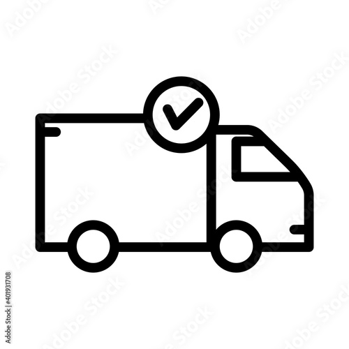 Delivery on time line icon. truck icon with checklist. simple design editable. Design template vector