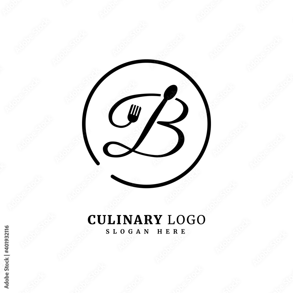 Initial letter B with spoon and fork for restaurant concept. letter B logo, fit for company and culinary business. Initial letter B with spoon and fork for restaurant concept. letter B logo, fit for company and culinary business.