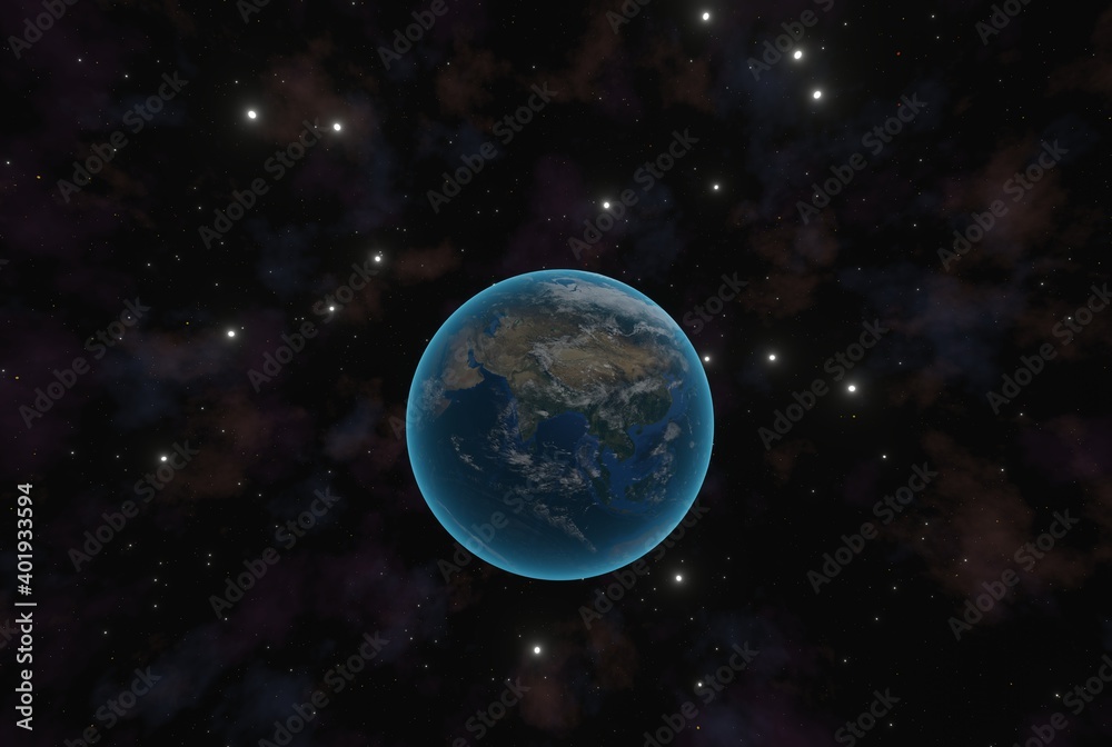 美しい地球と光る白い星 美しい地球と光る白い星