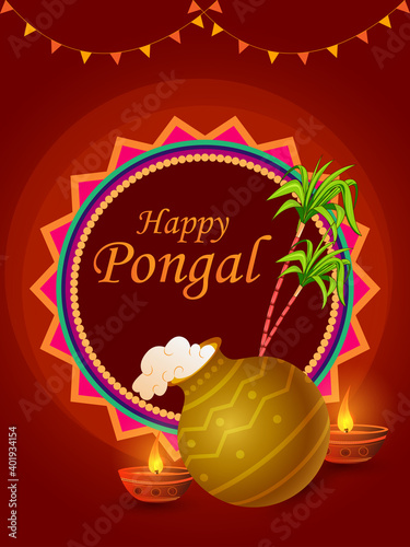 Happy Pongal holiday religious festival celebration background © stockshoppe