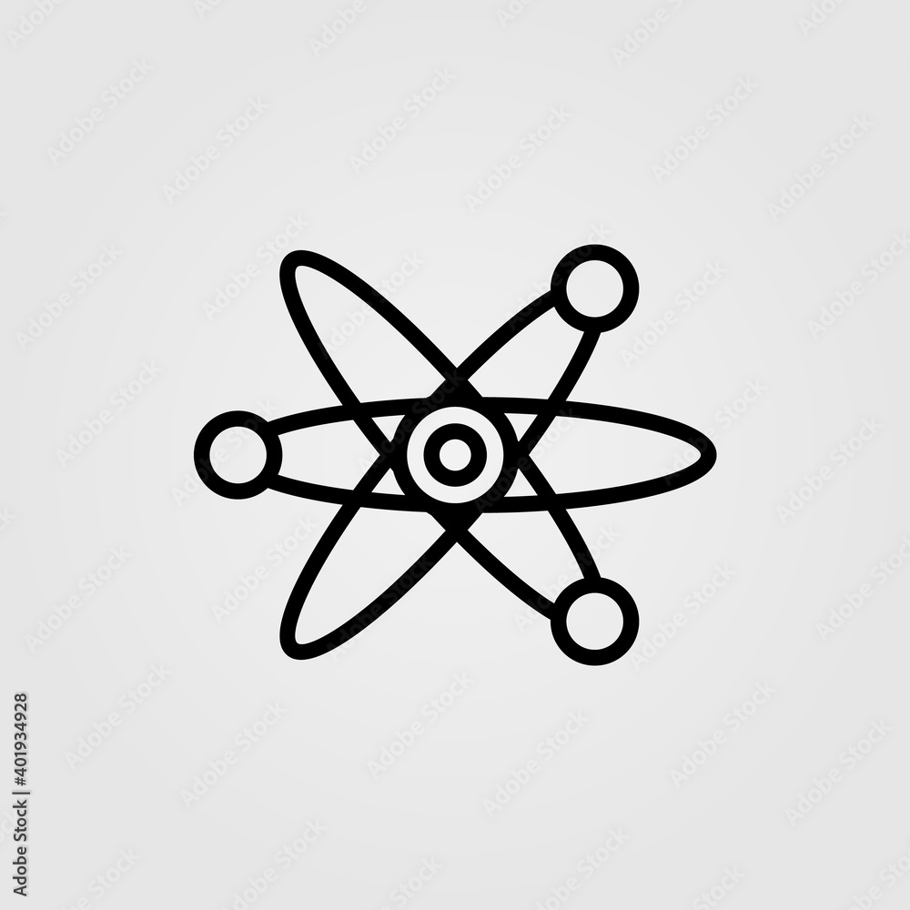 Atom molecule structure icon in line design style. Atom molecule structure icon in line design style.
