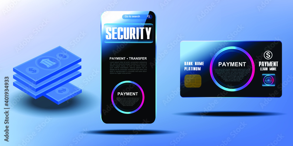 Smartphone with bank credit card. Business concept of electronic payments via mobile banking. Electronic money, internet payment. Business concept banner Smartphone with bank credit card. Business concept of electronic payments via mobile banking. Electronic money, internet payment. Business concept banner