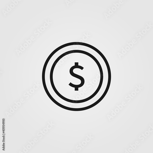 Money icon in line design style. Dollar coin symbol.