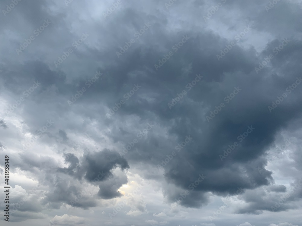 Dark clouds at the sky, stormy sky background