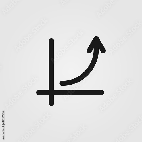 Growth trend icon. Presentation chart with upward curve with exponentially increasing values. Vector Illustration