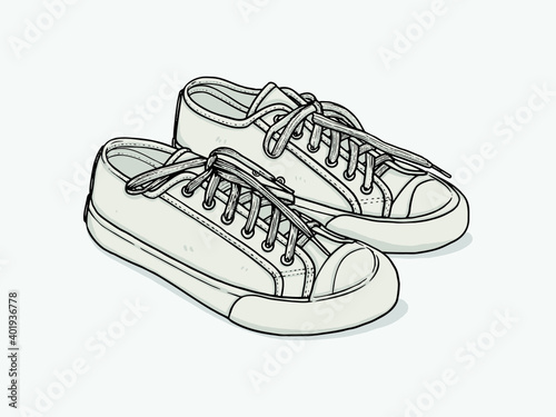 Black and white sneakers set
Vector Line Art canvas Shoes. Hand drawn shoes doodle. on white background