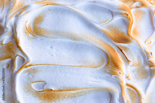 Obraz na plátne Top view close up of gratin or burnt meringue