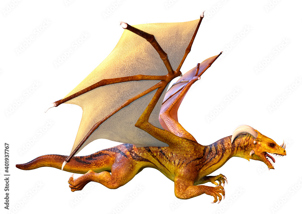 3D Rendering Fairy Tale Dragon on White 3D Rendering Fairy Tale Dragon on White