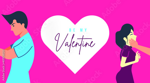 Flat Illustration of Be My Valentine Vector. Be My Valentine Background Vector.