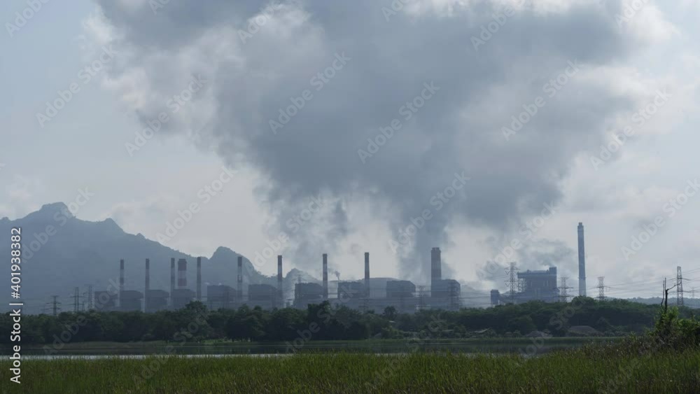 4K.Time lapse Power plant and Smoke from power plant pipes 4K.Time lapse Power plant and Smoke from power plant pipes