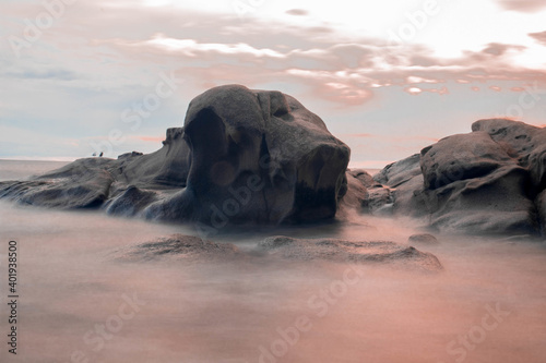 A mesmerizing view in a rocky beach of Cala Roques Planes located in Sant Antoni de Calonge photo