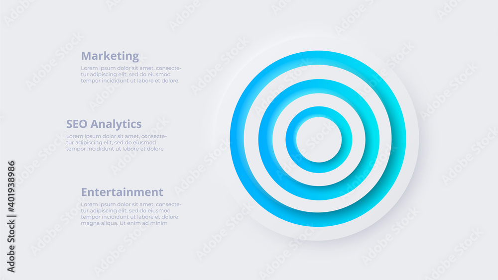 Neumorphic circle elements for infographic. Template for diagram, graph, presentation and chart. Skeuomorph concept with options, parts, steps or processes Neumorphic circle elements for infographic. Template for diagram, graph, presentation and chart. Skeuomorph concept with options, parts, steps or processes