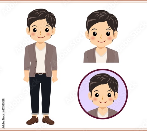 Young male student in a cardigan