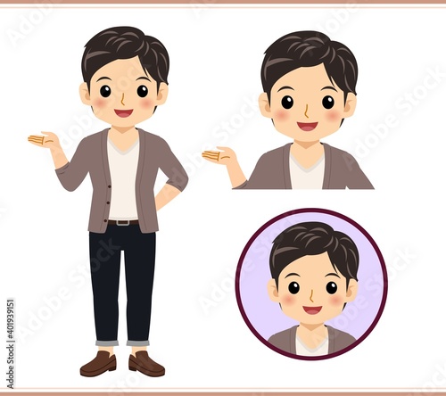 Young male student in a cardigan