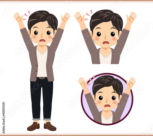 Young male student in a cardigan