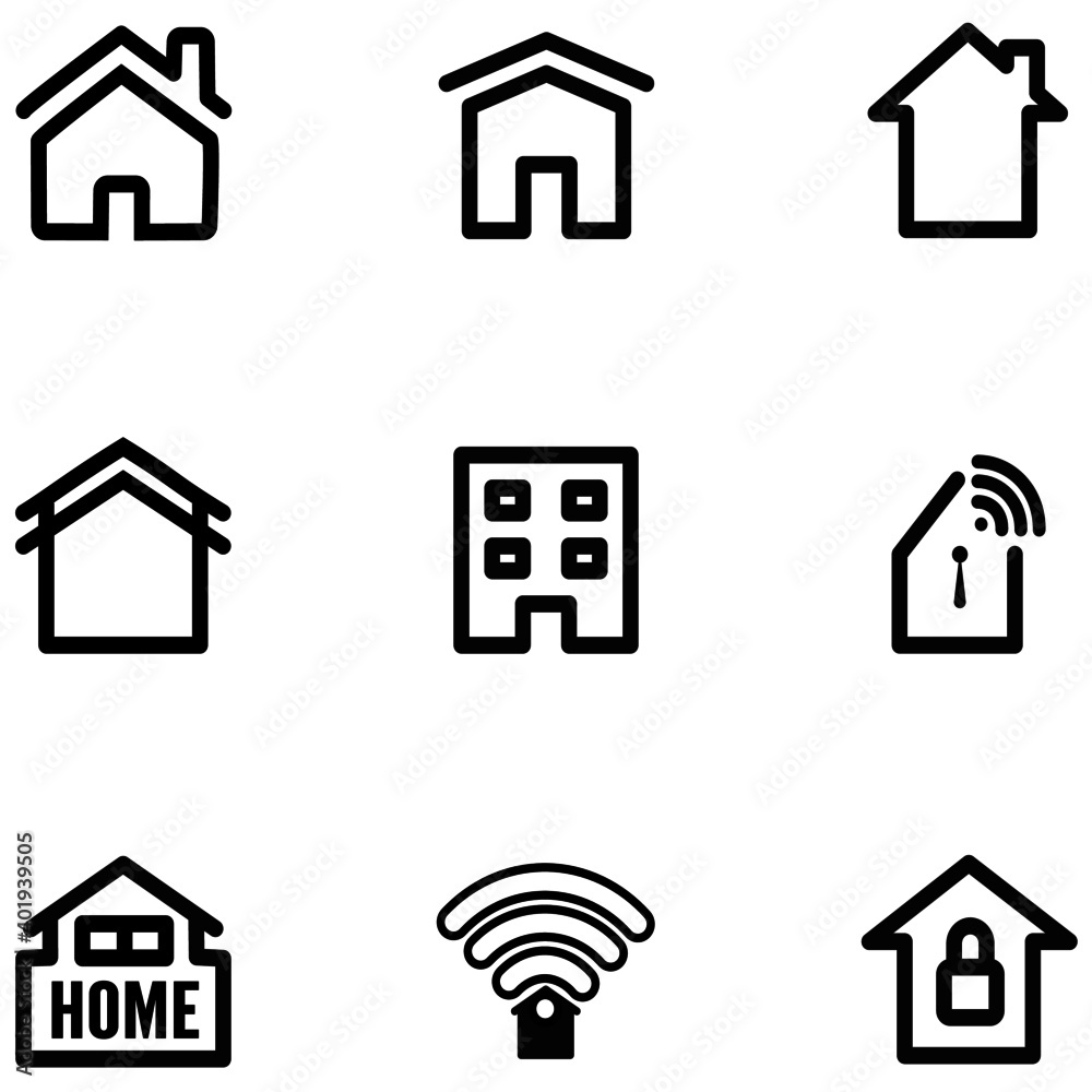 Home icon. Outline symbol shape vector.
