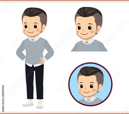 Young man in a gray sweater