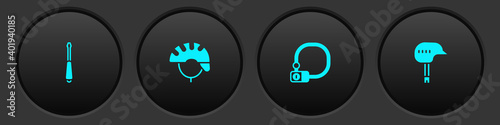 Set Screwdriver, Bicycle helmet, lock and icon. Vector.