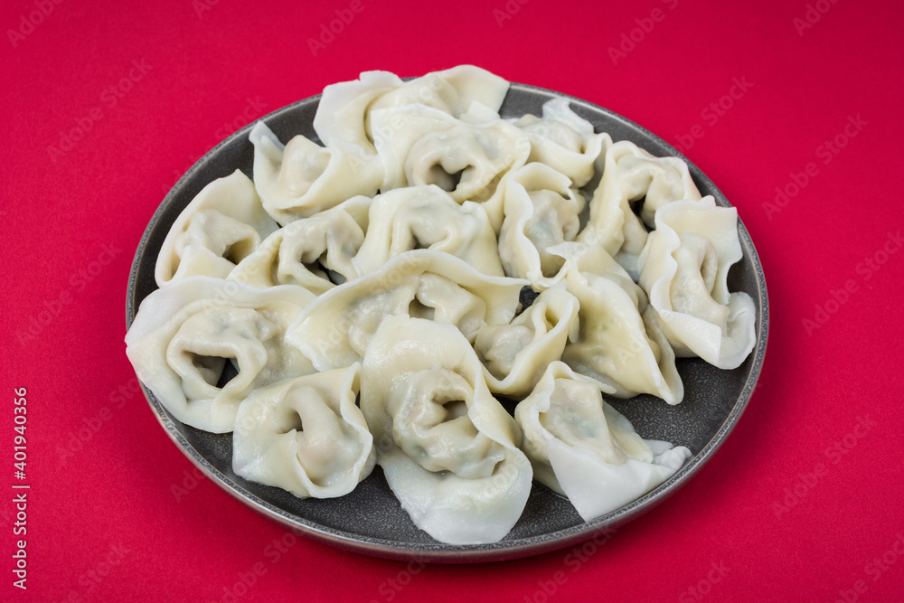 plate of Japanese gyoza, dumplings snack , with soy sauce plate of Japanese gyoza, dumplings snack , with soy sauce