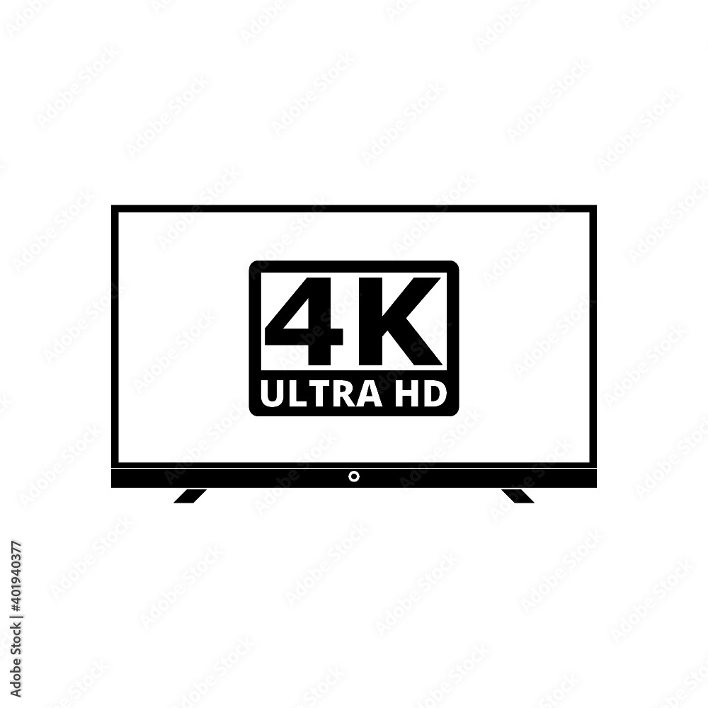 4K TV icon isolated on white background 4K TV icon isolated on white background