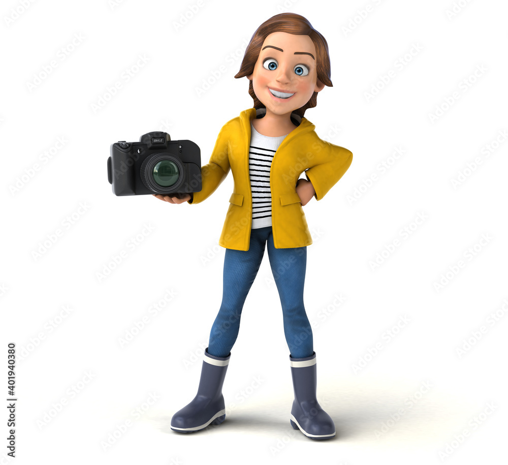 Fun 3D illustration of a cartoon teenage girl Fun 3D illustration of a cartoon teenage girl