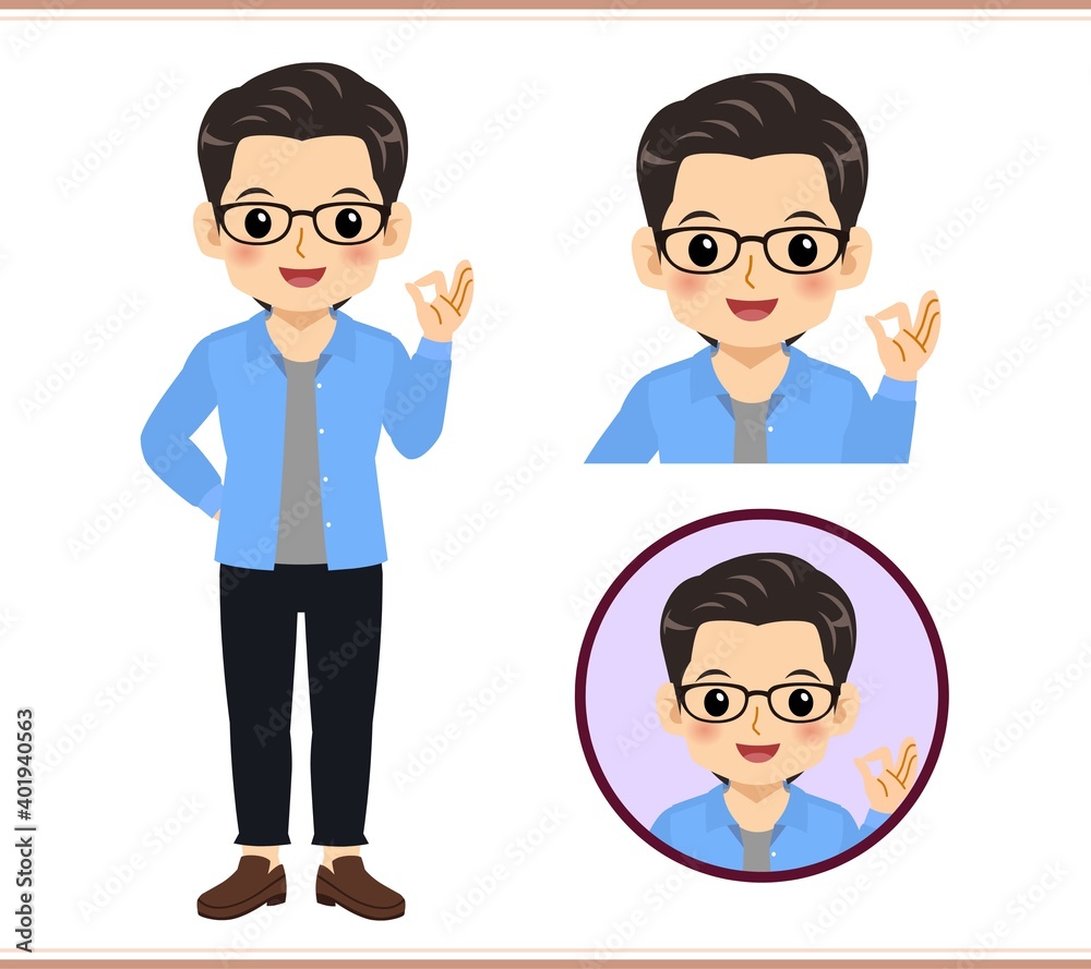 Young man with glasses dressed in blue Young man with glasses dressed in blue