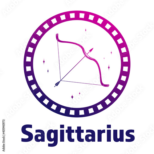 Vector flat design web icon. Bow and arrow illustration as a symbol of sagittarius astrology zodiac sign and sport or hunting weapon.