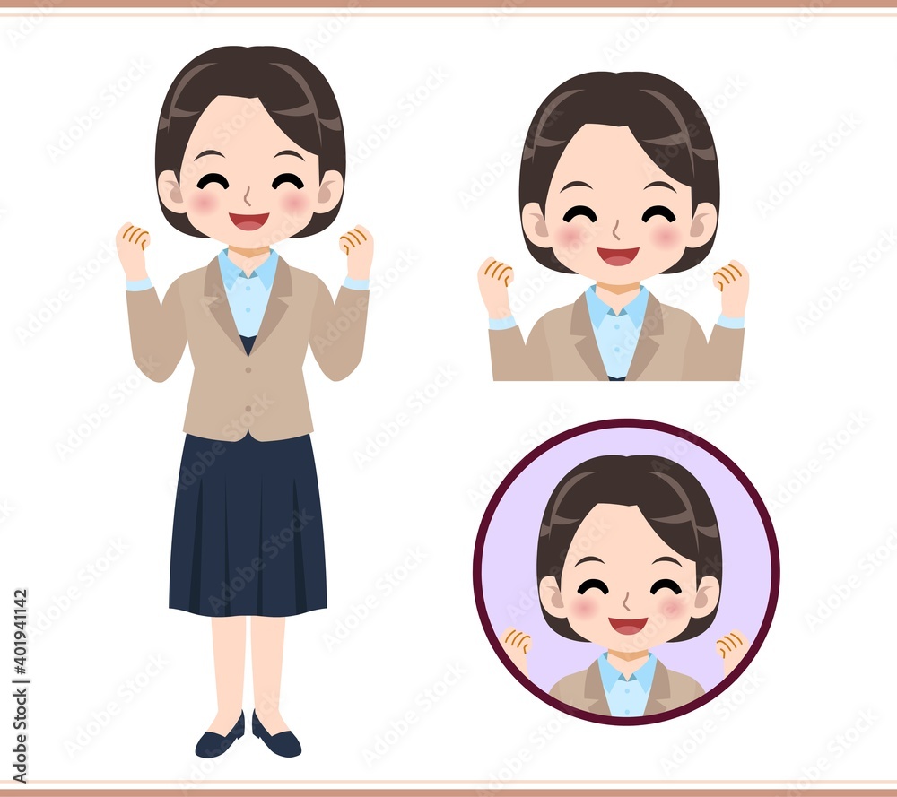 Young woman in beige suit