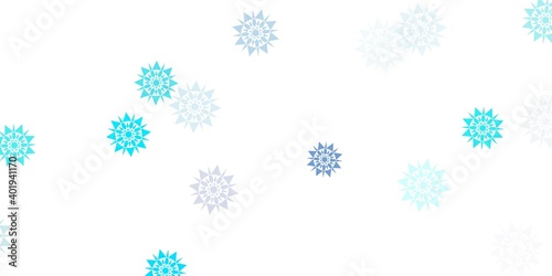 Light blue vector layout with beautiful snowflakes.