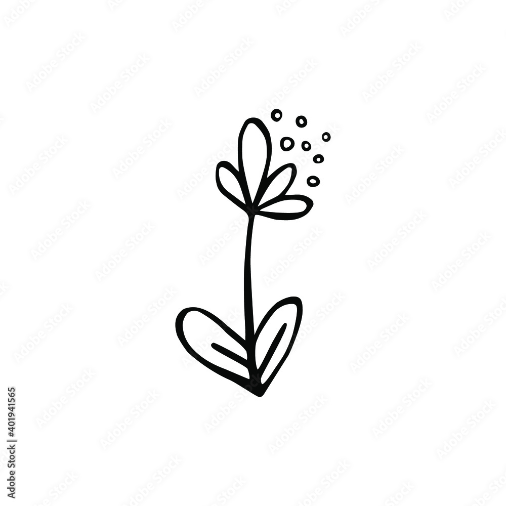 Single hand drawn flower. Doodle isolated on white background. Vector illustration. Single hand drawn flower. Doodle isolated on white background. Vector illustration.