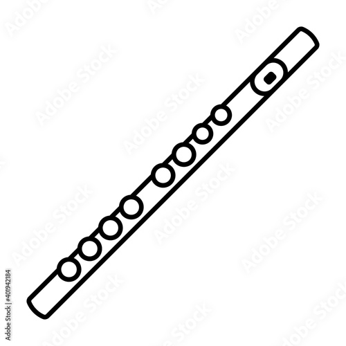 Western concert flute musical instrument line art vector icon for music apps and websites
