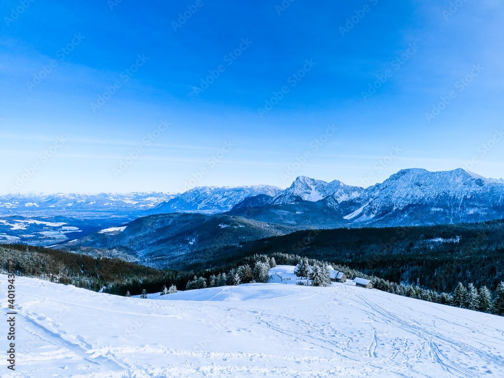 Beautiful snow landscape in Berchtesgadener Land Bavaria