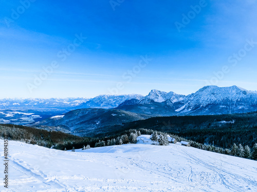 Beautiful snow landscape in Berchtesgadener Land Bavaria