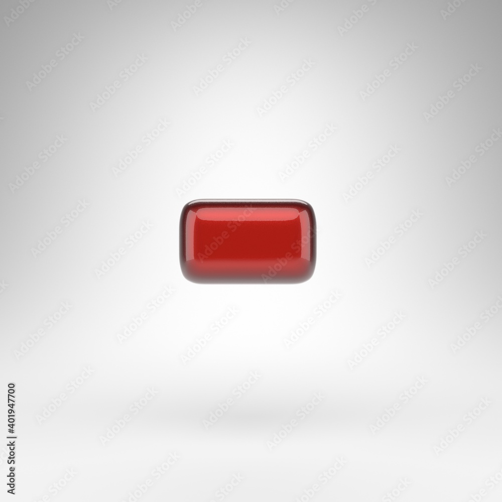 Minus symbol on white background. Red car paint 3D sign with glossy metallic surface. Minus symbol on white background. Red car paint 3D sign with glossy metallic surface.